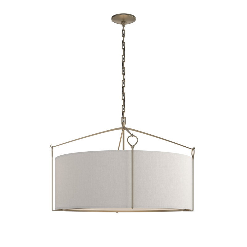Lustre tambour 4 lumières Bow, Or doux, Graine de lin, H 19,4 po x l 30 po x P 30 po