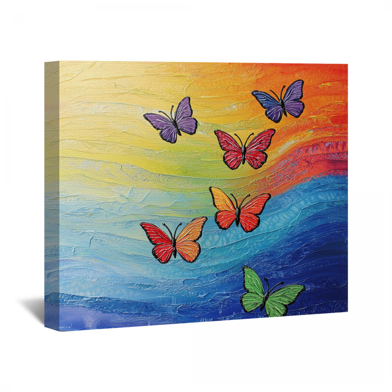 Décoration murale toile papillons en vol - Nature, H 32 po x l 32 po