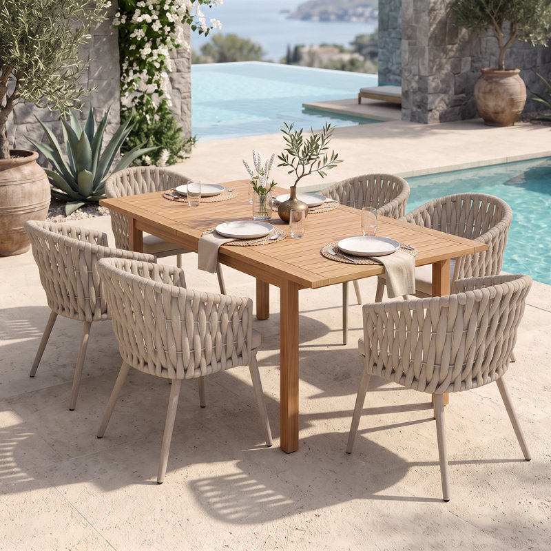 Acacia Patio Dining Set with Extendable