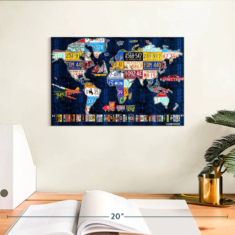Aliaz World Map Augustine, 8" H x 12" W