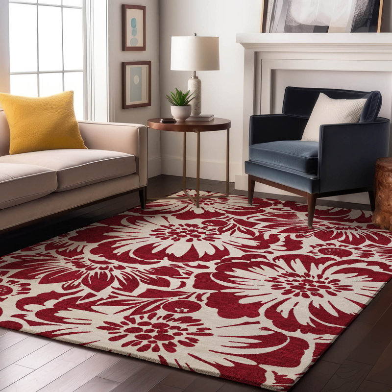 Tapis bourgogne de qualité supérieure Cerrito AMF551, Rectangle 5 pi x 7 pi 6 po