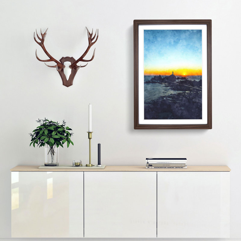Lighthouse in Jersey - Framed Print, 33cm H x 24cm W x 2cm D, Walnut Framed