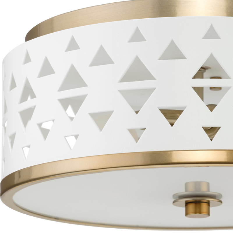 Avec 12.5 in. 1-Light Champagne Bronze Global Metal Flush Mount Light
