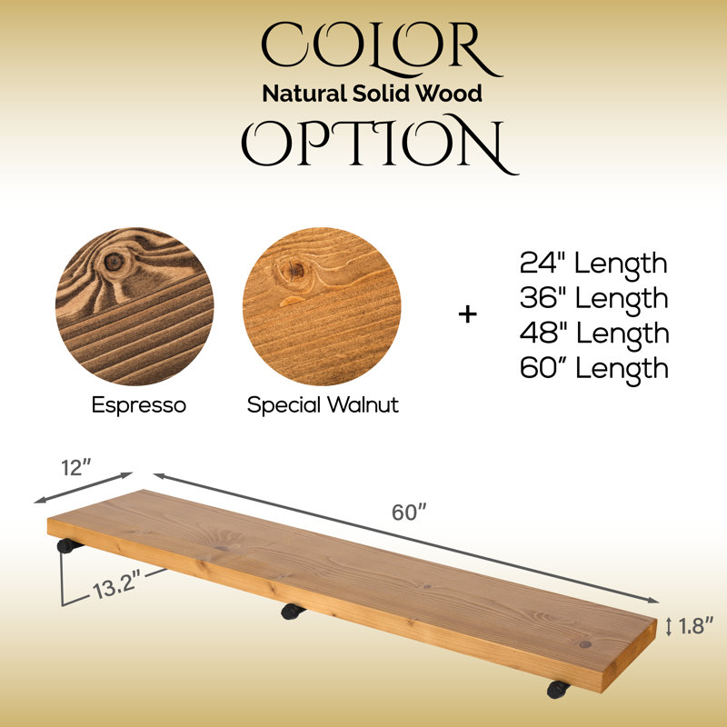 Ensemble de tablettes murales 60 "en bois rustique industriel 60" - Espresso, Special Walnut