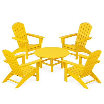 POLYWOOD Nautical 5-Piece Adirondack Chair Conversation Set