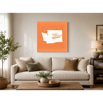 Home Sweet Seattle — Washington State Silhouette — Canvas Wall Art