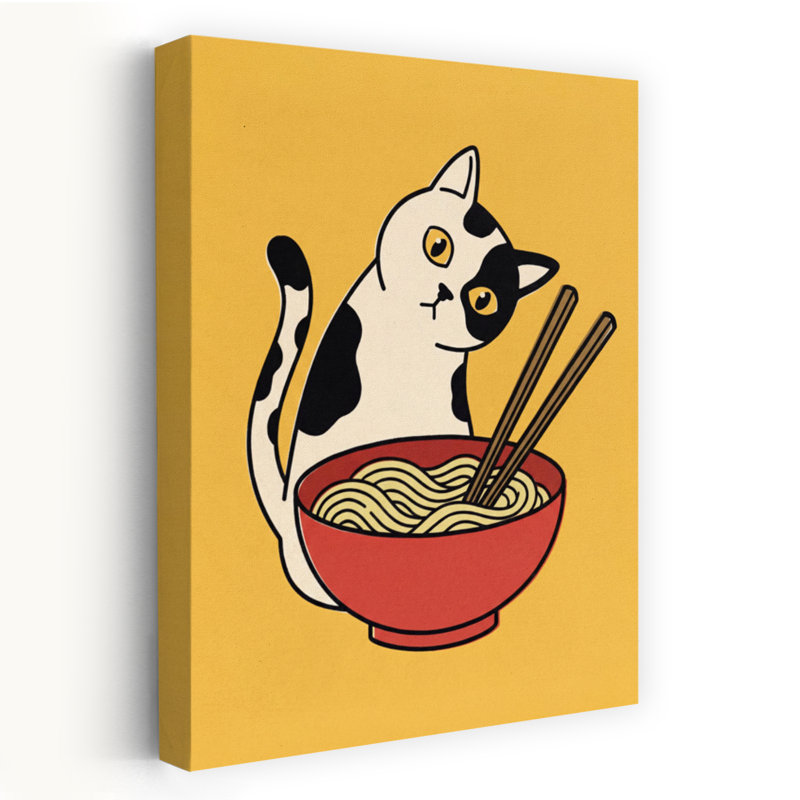 «Curious Cat Ramen», art mural contemporain, H 18 po x l 12 po