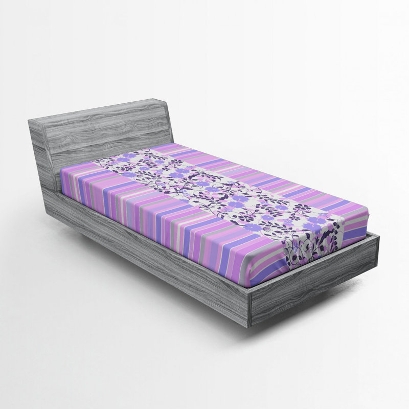 Microfiber Fitted Sheet, Twin XL Fitted Sheet, Purple Floral