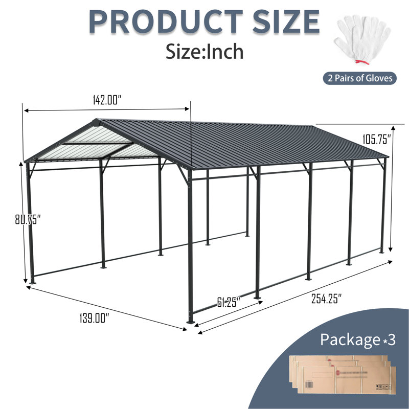 Heavy Duty 12*21 Ft Carport With Metal Frame, Suitable For Outdoor Parties And Vehicle Storage Ft, Duty, Carport, Multi - Purpose, Storage, Shows