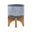 Pot à fleurs aztèque en céramique sur support en bois 5 po-707661340-707661341