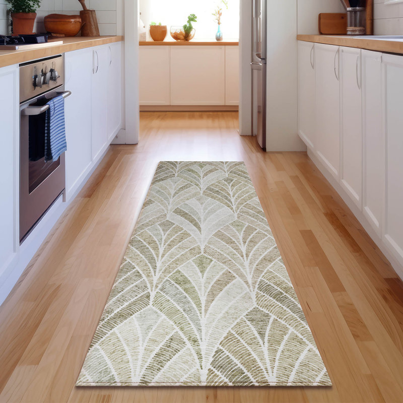 Premium Machine Washable Prisco Khaki Rug, Runner 2'3" x 7'6"
