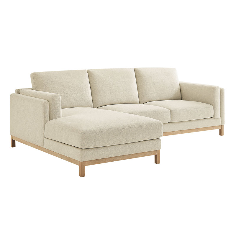 Canapé modulaire en tissu avec méridienne Roscoe, Orienté à gauche (vu de face), Tissu ivoire
