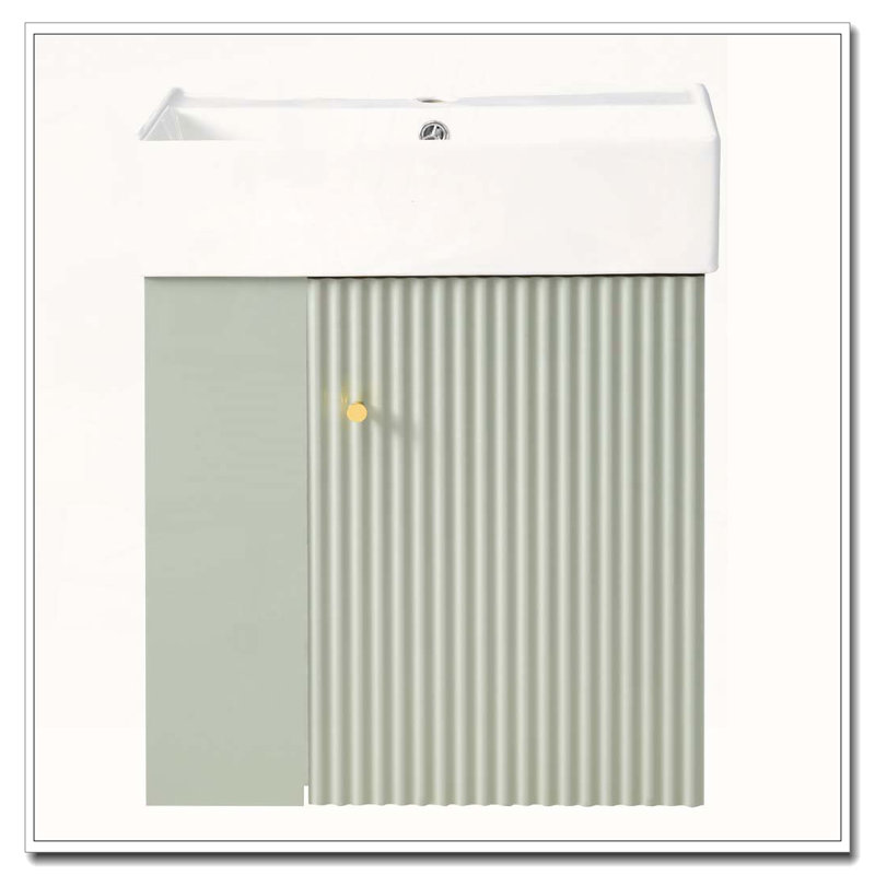 Meuble-lavabo flottant avec lavabo en céramique, Vert