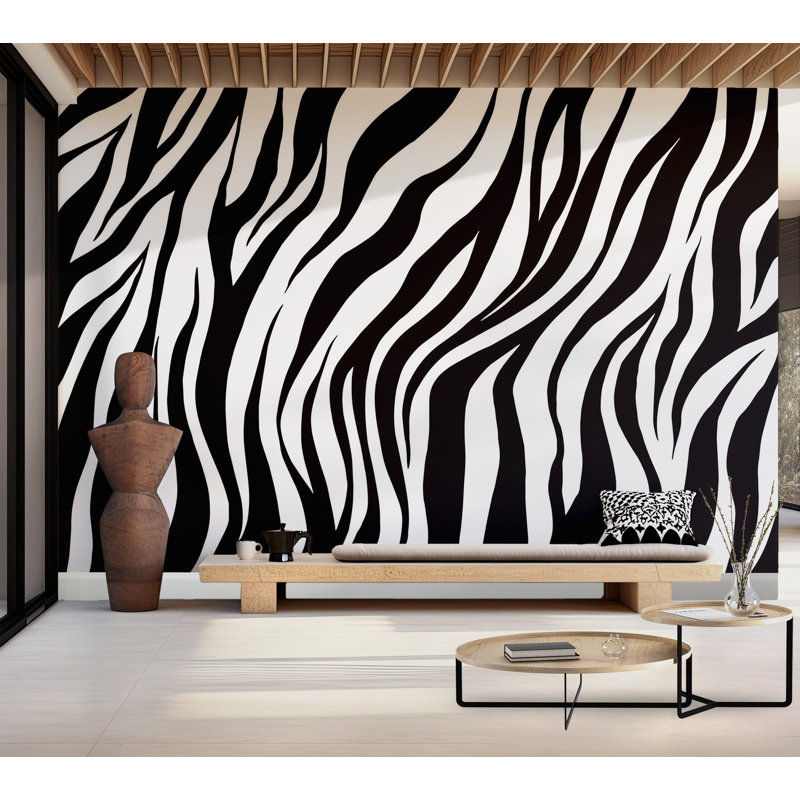 Murale pelez et collez de qualité supérieure - Rayures zébrées, L 120 po x L 96 po