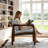 Modern Solid Wood Accent Chair Arm Chair with Adjustable Backrest 360° Rotating-995479890