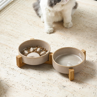 Kiln-Change Glaze Ceramic Slow Feeder Pet Bowl, Anti-Choking Slow Eating Cat Dog Bowl for Medium Dogs & Puppies