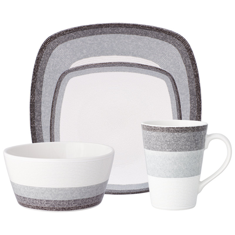 Couvert individuel 4 pièces Noritake Colorscapes Layers, Gris anthracite