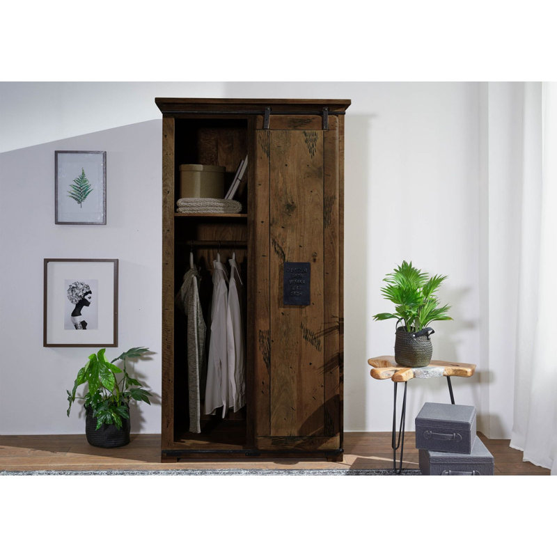 1 Door Wardrobe, Brown Lacquered