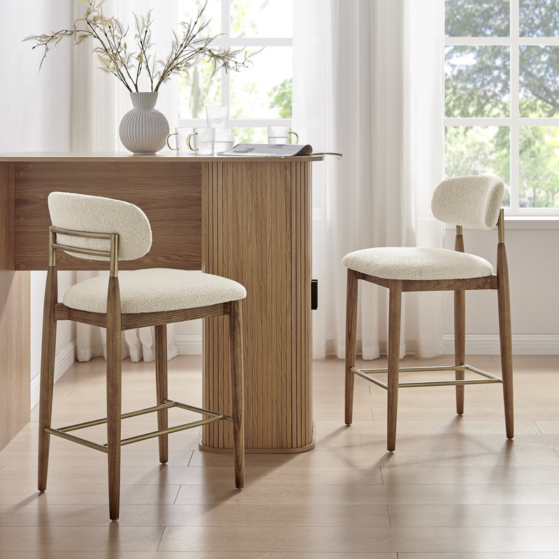 Yeva Fabric Counter Stool, Palladian Beige, Brown
