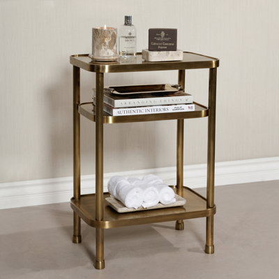 Aman Compact Vintage Brass Étagère