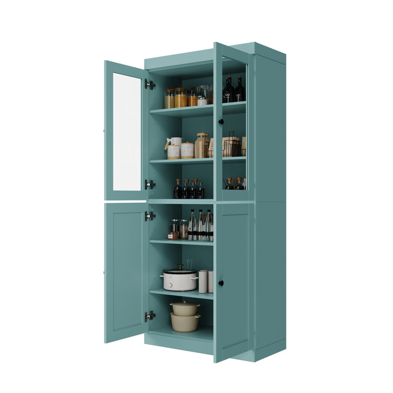 Garde-manger Palace 100% bois massif 32 po avec verre transparent, portes Shaker et tablettes réglables Palace Imports