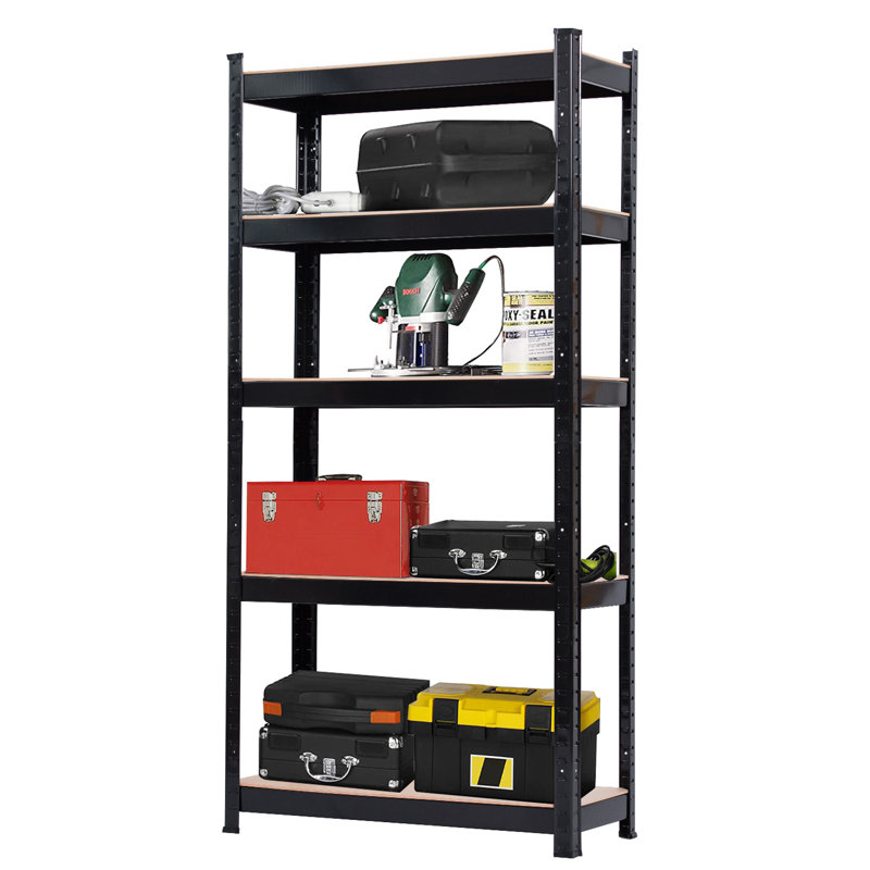 Keokuk Metal Height -Adjustable Shelving Unit, 150cm H x 70cm W x 30cm D, Black
