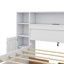 Lit de rangement en bois, tête de lit bibliothèque agrandie, six tiroirs-99382936