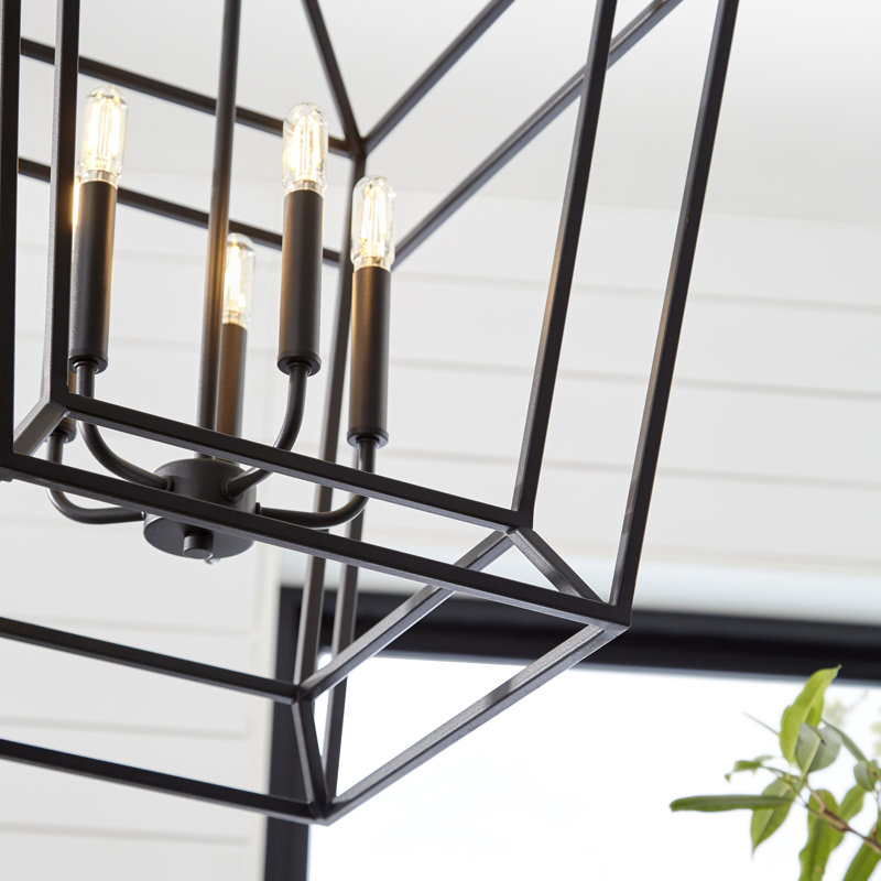 Sonnenberg 5 - Light Dimmable Lantern Chandelier, Noir, 20" H x 21" W x 21" D