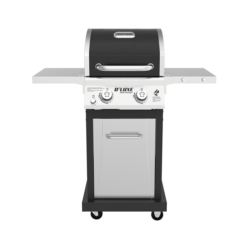 Nexgrill Deluxe 2-Burner Propane Gas Grill with Foldable Side Shelves, 28000 BTUs, Black
