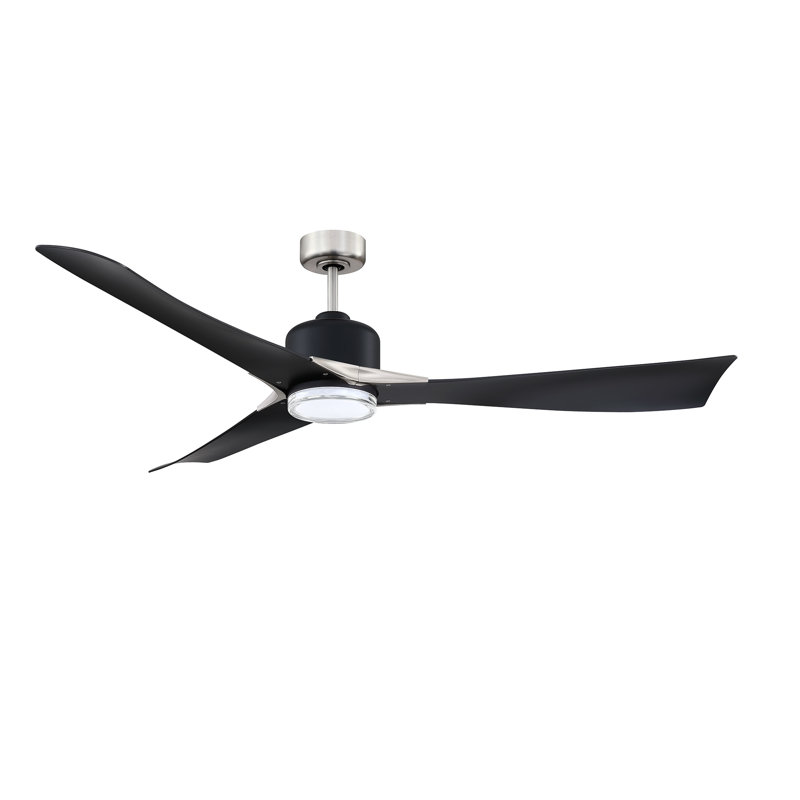 ARIYA 62 Black Ceiling Fan with LED Light, Remote, 6 Speeds & Natural Breeze Feature, Black/Satin Nickel