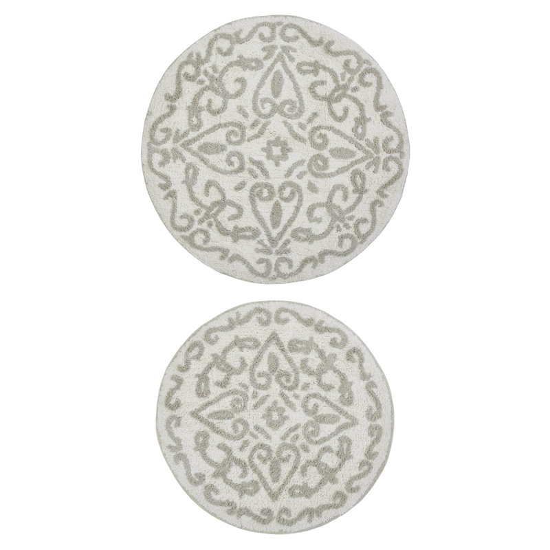 Tapis pour salle de bain Elar, Gris, Floral 1