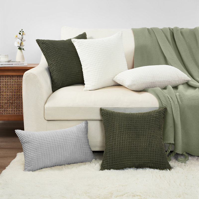 Corduroy Square Pillow Cover, 18"H x 18"W, Green