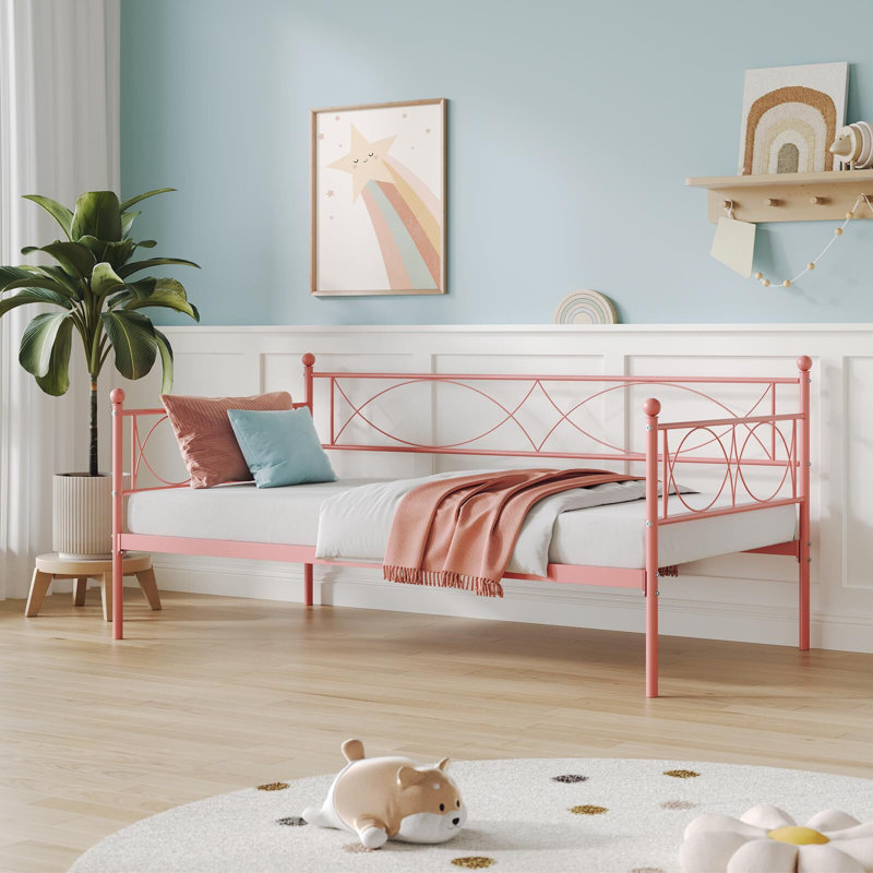  Twin Daybed, With Steel Slat Support, Pink