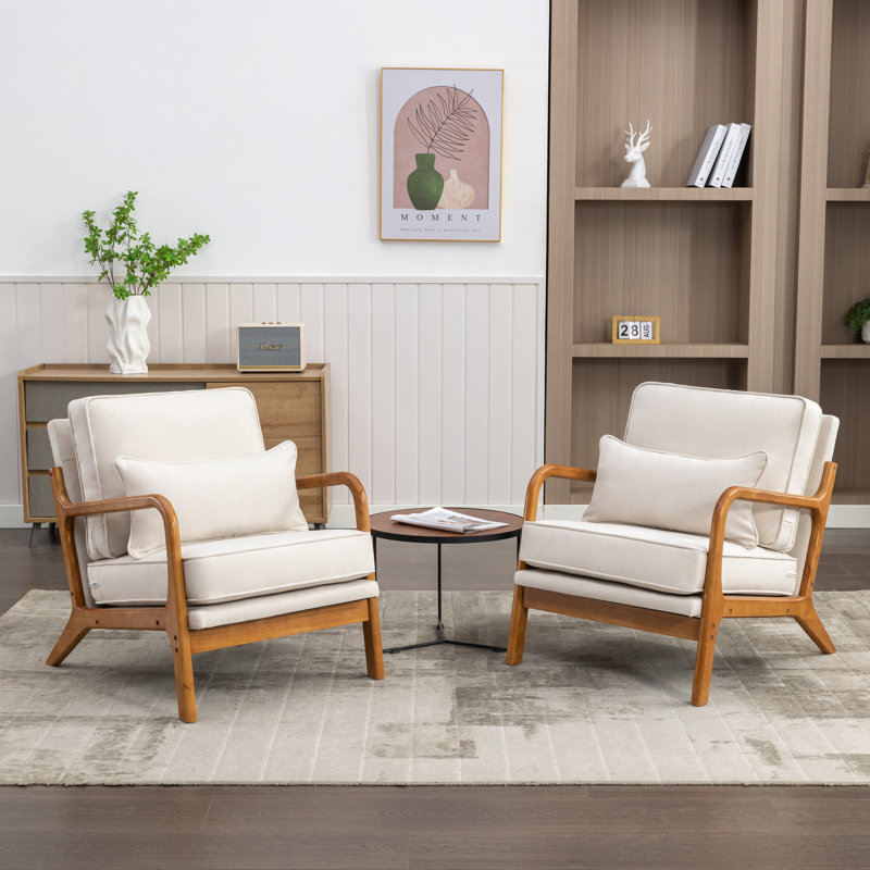Holdyn Upholstered Armchair, Beige Linen Blend