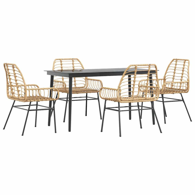 Patio Dining Set with Rectangular Table, 74cm H x 140cm W x 70cm D, 4