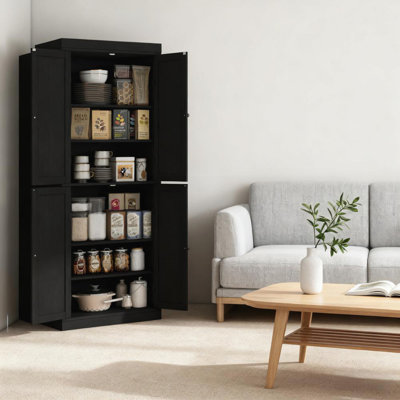 Garde-manger autoportant de style moderne Mirella avec tablettes réglables et sécurité anti-basculement, idéal pour le rangement organisé