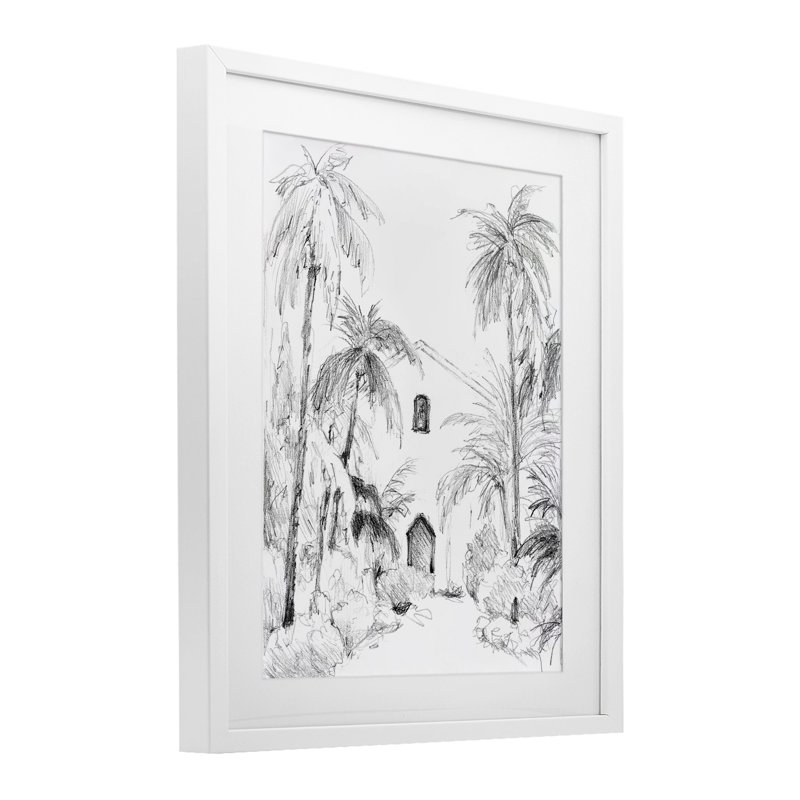 «Island Church», reproduction sous verre encadrée, conception par Lanie Loreth, H 21 po x l 17 po, Cadre blanc côtier