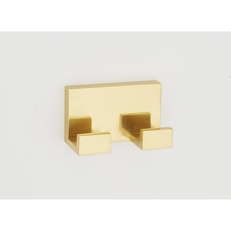 Linear Double Robe Hook, Polished Brass