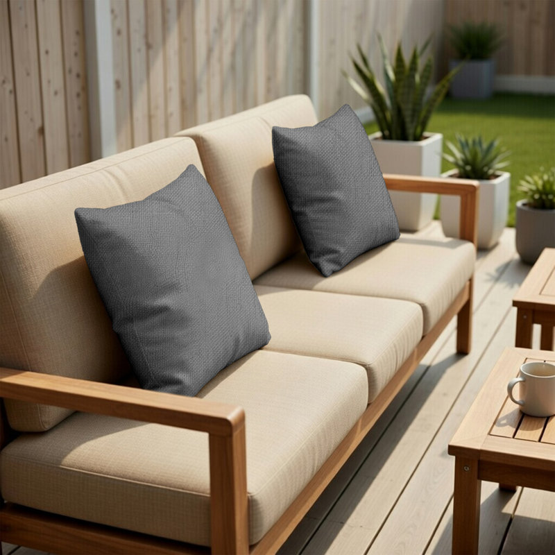 Ensemble de coussins décoratifs carrés de 2 x 12 po x 12 po avec insert, tissu résistant à l'eau et aux rayons UV