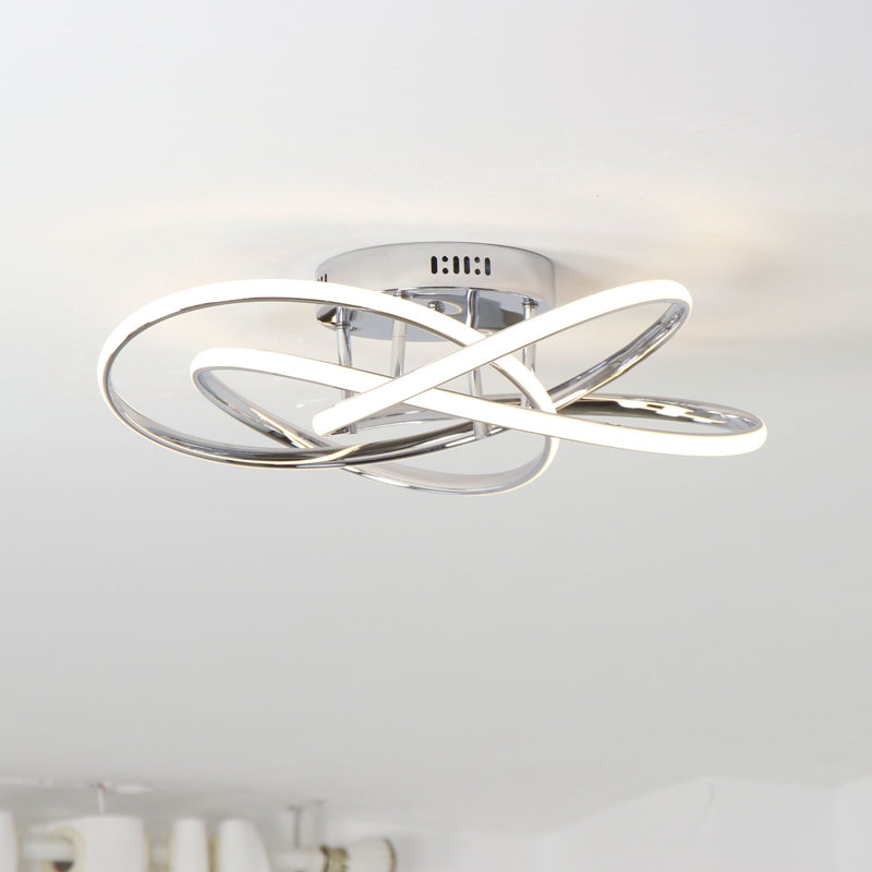Kamorion 1-Light Flush Mount Ceiling LED Switch Dimmable Flower Shape, Chrome