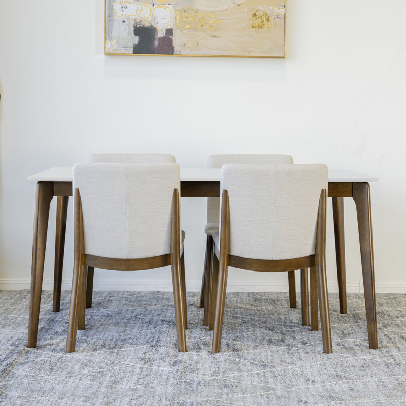 Ensemble repas pour 4 personnes Elenita, Blanc, Beige