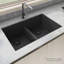 Évier de cuisine à double cuve en granite composite à quartz encastrable 33 x 19 po Ruvati - noir minuit --48744044