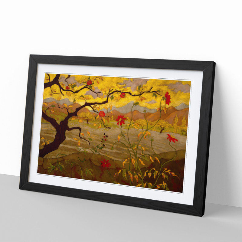 Apple Tree with Red Fruit by Paul Ranson - Picture Frame Painting, 27cm H x 36cm W x 2cm D, Black Framed