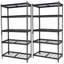 Ensemble de 2 tablettes de rangement à 5 niveaux, étagères de garage robustes, étagères réglables, tablette en acier, assemblage sans boulon, pour garage, remise, noir