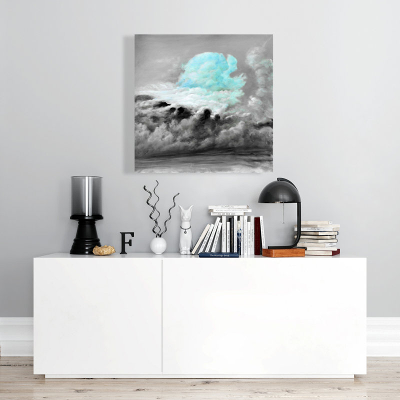 Toile bleue avec nuages - formes, paysages, chambre à coucher, art mural