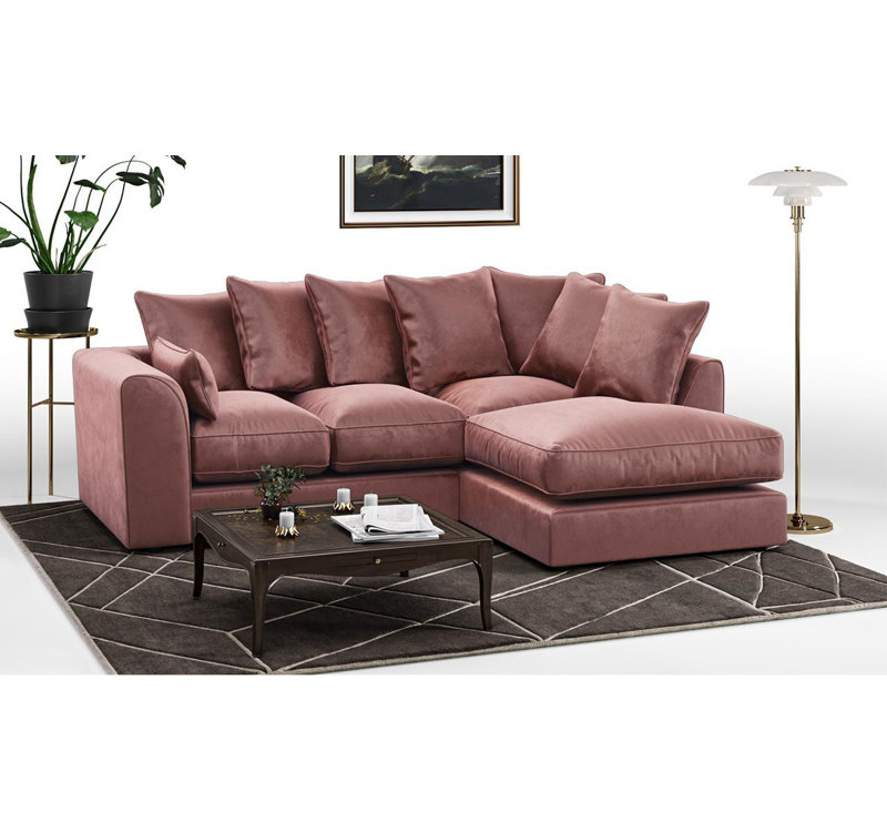 Sharpsburg 4 Seater Velvet Corner Sofa , Right Hand Facing, Pink