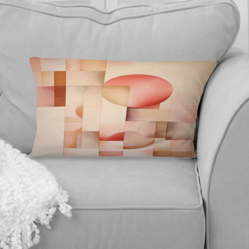 Coussin Peach and Yellow Minimalist Harmony VII - Abstract Minimalisme