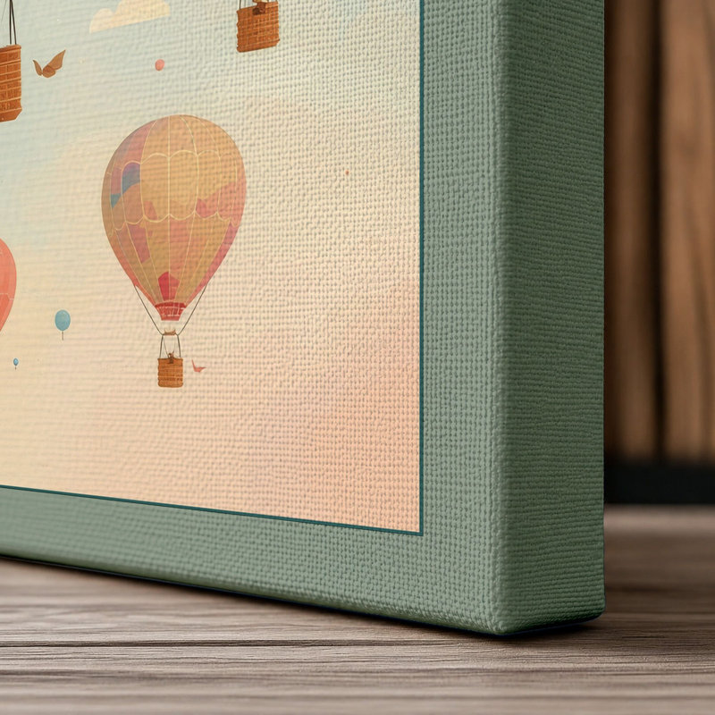 Balloons in Flight Boho - Wrapped Canvas, 36x24 - 91.4 x 61.0 cm, Sage Border