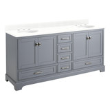 Quen 72" Freestanding Double Basin Vanity Set with Cabinet, Vanity Top, and Oval Undermount Sinks