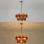 Lustre 4 lumières 18 po avec abat-jour en verre martelé ambre Aaron, finition laiton antique-885352157-876289216
